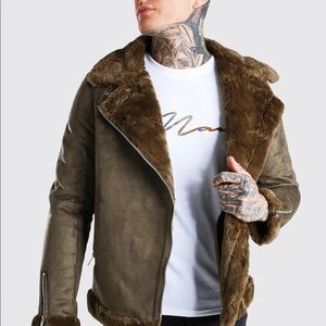Sold NWOT BOOHOOMAN FAUX FUR LINED SUEDE AVIATOR